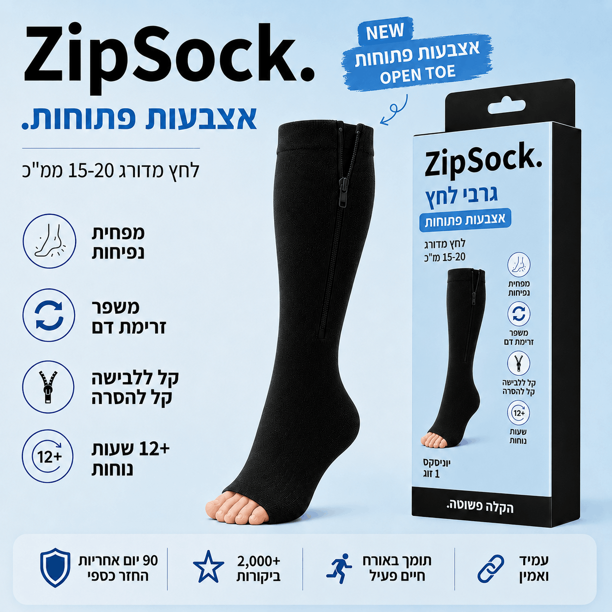 אותו ZipSock שאתם מכירים – עכשיו גם בגרסת אצבעות פתוחות.